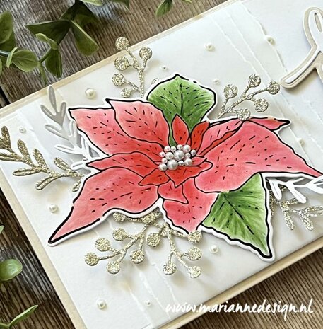 TC0902 Marianne Design - Clearstamps and dies - Tiny's Flowers - Poinsettia vb