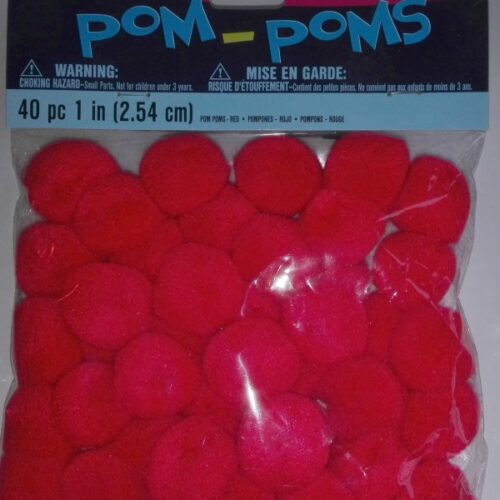 Pompons rood 2,54 cm
