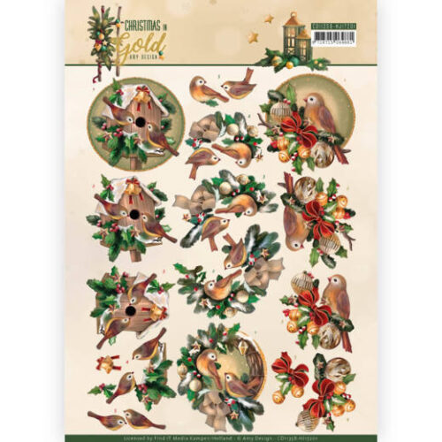 CD11358 Amy Design - knipvellen - Christmas in Gold - Birds