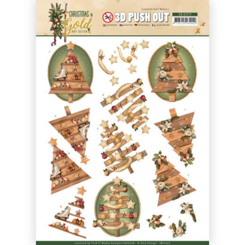 SB10372 Amy Design - 3D uitdrukvel - Christmas in Gold - Trees in Gold
