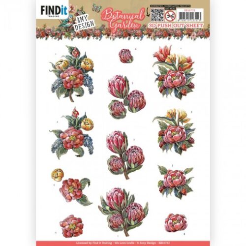 SB10733 Uitdrukvel - Amy Design - Botanical Garden - Red Protea
