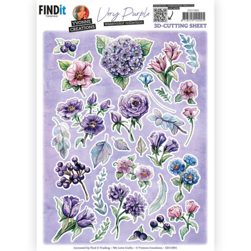 CD11901 Knipvellen - Yvonne Creations - Very Purple - Small Elements B
