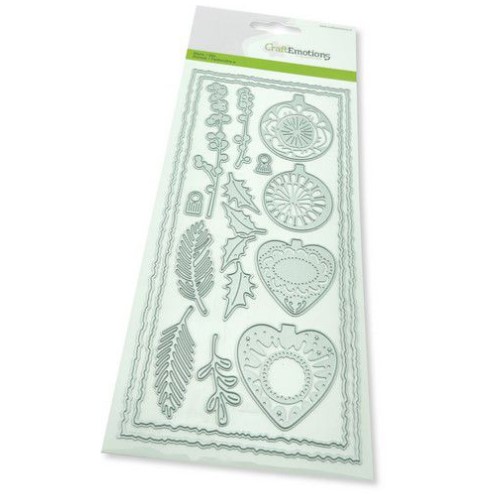 115633-1201 CraftEmotions Die - Slimline deckle - kerstballen CraftEmotions Die - Slimline deckle - kerstballen