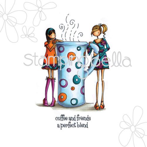 Stempel met meisjes met koffie