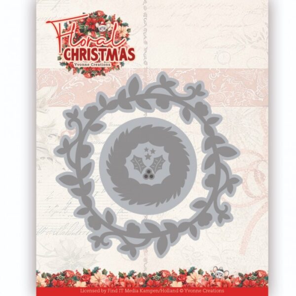 YCD10366 Yvonne Creations - snijmallen - Floral Christmas Floral Wreath