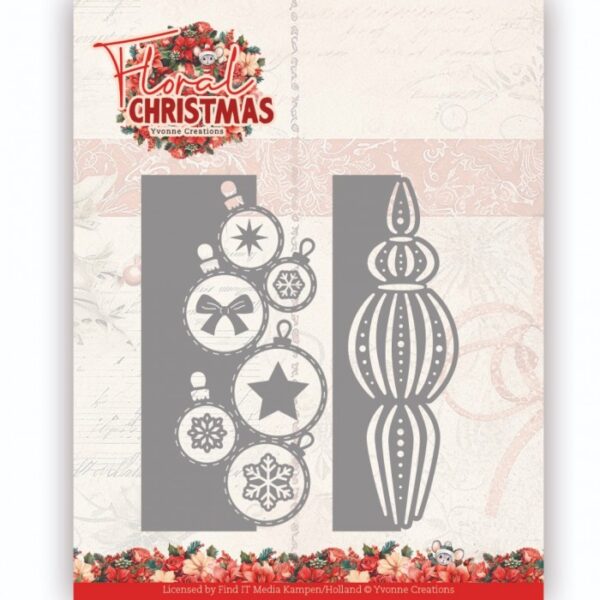 YCD10367 Yvonne Ceations - snijmallen - Floral Christmas Bauble Borders